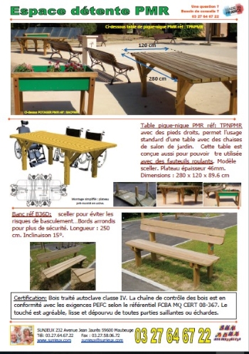 table de pique pmr pour personne ges