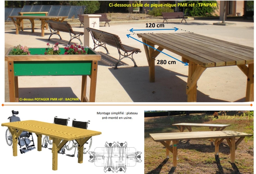 table de pique nique PMR en bois